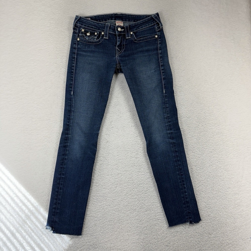 True Religion Jeans Womens 28 (29x27) Low Stretch Denim Made in USA Flap Pockets